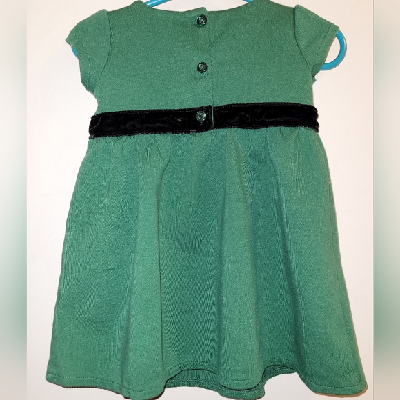 Gymboree Emerald Green Dress W/ Black Velour Sash & Bow Toddler Girls 12-18 - Picture 4 of 5